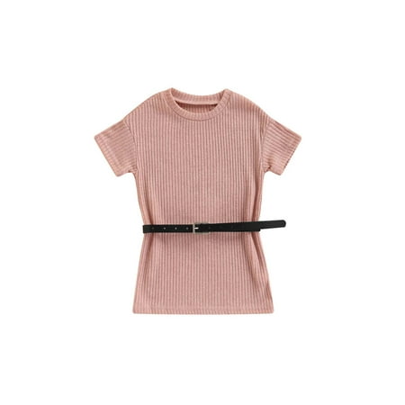 Suanret Little Girls Simple Style Dress Summer Autumn Toddlers Solid Color Round Collar Short Sleeve Princess Skirt with Belt Pink 2-3 Years
Suanret Little Girls Simple Style Dress Summer Autumn Toddlers Solid Color Round Collar Short Sleeve Princess Skirt with Belt Pink 2-3 Years