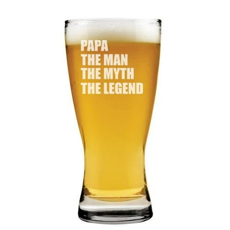 15 oz Beer Pilsner Glass Papa The Man Myth Legend Grandfather