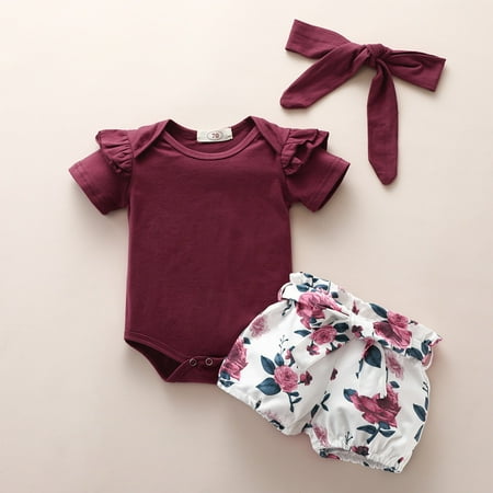 Hunpta Newborn Infant Baby Girls Ruffles Romper Tops+Floral Shorts Outfits Headband Set
Hunpta Newborn Infant Baby Girls Ruffles Romper Tops+Floral Shorts Outfits Headband Set