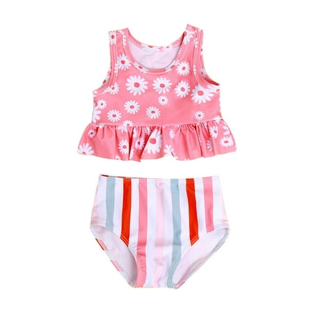 Sngxgn Kids Swimsuits Girls Swimsuit 3-Piece Rashguard Sets Short Sleeve Swimwear with Hairband A 100