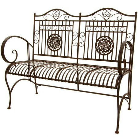 Oriental Furniture Rustic Metal Garden Bench