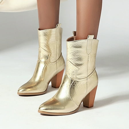 Womens Boots Fashion Pure Color Round Toe Slip-On Boots Square Heels Vintage Women Boots Gold 10.5 Boots for Women
Womens Boots Fashion Pure Color Round Toe Slip-On Boots Square Heels Vintage Women Boots Gold 10.5 Boots for Women