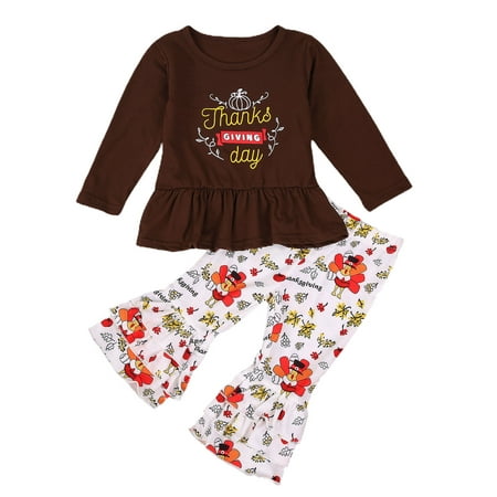 Bebiullo Thanksgiving Day Kids Girls Turkey Print Ruffles Long Sleeve Dress Tops Flare Pants 2PCS Outfits Set
Bebiullo Thanksgiving Day Kids Girls Turkey Print Ruffles Long Sleeve Dress Tops Flare Pants 2PCS Outfits Set