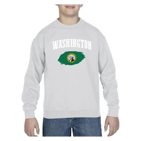 Washington State Flag Unisex Youth Crewneck Sweatshirt