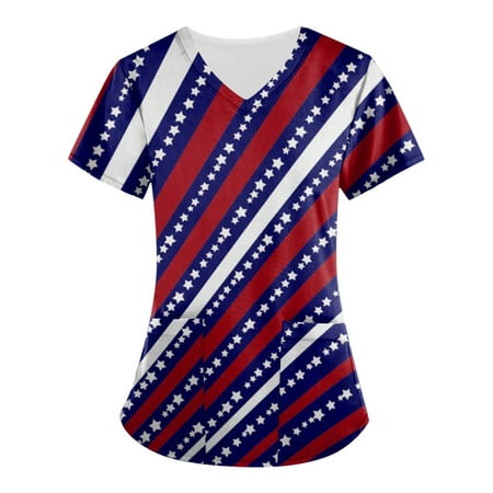 QAZXD Womens Summer Independence Day Scrub Tops V-Neck Short Sleeve Graphic Prints Shirts Blouse Blue XXL
QAZXD Womens Summer Independence Day Scrub Tops V-Neck Short Sleeve Graphic Prints Shirts Blouse Blue XXL