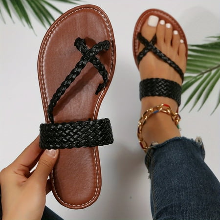 Women s Flat Slide Sandals Toe Loop Braided Band Slip On Shoes Casual Beach Slides
Women s Flat Slide Sandals Toe Loop Braided Band Slip On Shoes Casual Beach Slides