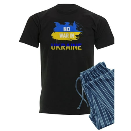 CafePress - No War In Ukraine Support Internet Flag To Pajamas - Men s Dark Pajamas