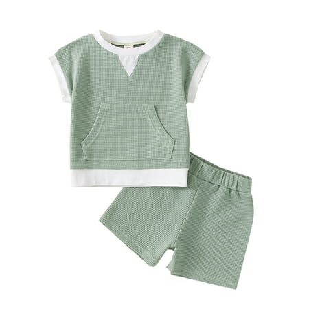 Calsunbaby Little Boys 2Pcs Clothes Outfits Sleeveless Waffle Textured Contrast Color Tops and Elastic Shorts Grass Green 12-18 Months
Calsunbaby Little Boys 2Pcs Clothes Outfits Sleeveless Waffle Textured Contrast Color Tops and Elastic Shorts Grass Green 12-18 Months