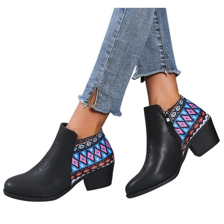 Cathalem Women s Boots Lace up Toe Slip On Round Shoes Retro Embroidery Heels Women Booties Short women s boots Shoes Blue 8.5
Cathalem Women s Boots Lace up Toe Slip On Round Shoes Retro Embroidery Heels Women Booties Short women s boots Shoes Blue 8.5