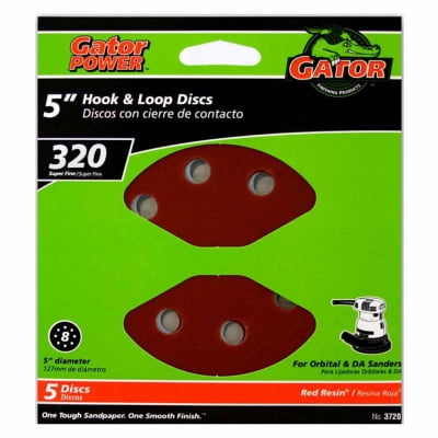 Ali 4PK GatorGrit 5 Pack 5 320 Grit 8 Hole Vented Sanding Disc