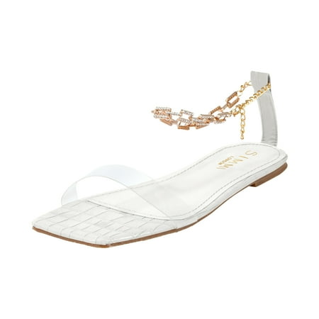 A1 new home gifts for home Women s Fashion Point Rhinestone Chain Transparent Belt Flat Sandals Artificial Leather White
A1 new home gifts for home Women s Fashion Point Rhinestone Chain Transparent Belt Flat Sandals Artificial Leather White