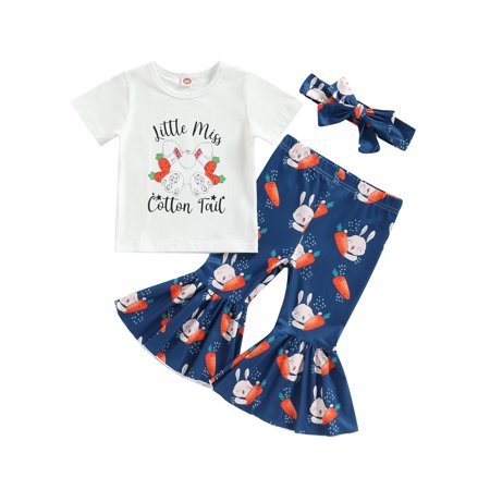 Imcute Easter Kids Girls Clothes Sets 3Pcs Letter Rabbit Print Short Sleeve T-Shirts Flare Pants Headband Clothing Blue 2-3 Years
Imcute Easter Kids Girls Clothes Sets 3Pcs Letter Rabbit Print Short Sleeve T-Shirts Flare Pants Headband Clothing Blue 2-3 Years