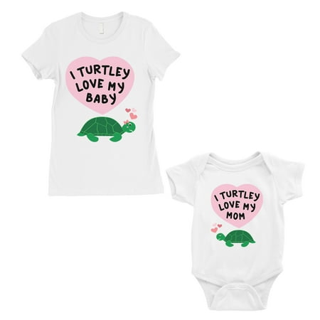 Turtley Love Baby Mom Mom and Baby Matching Gift T-Shirts White