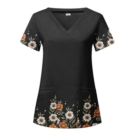Women Scrubs Top Working Uniform Nurses Clothing Workwear Short Sleeve V-Neck Flower Printed Top Nursed Working T-Shirts With Pockets Daily Tshirt
Women Scrubs Top Working Uniform Nurses Clothing Workwear Short Sleeve V-Neck Flower Printed Top Nursed Working T-Shirts With Pockets Daily Tshirt