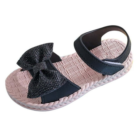 cngelg Toddler Shoes Soft Sole Non Slip Straw Soft Sole Beach Shoes Hook Loop Bow Sandals Toddler Boy Slip on Sandals Sandals for Baby Girls Girl Toddler Water Shoes