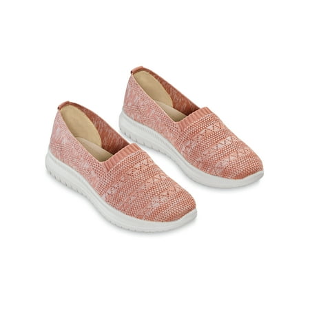 Collections Etc Lightweight Stretchy Heather Knit Stylish Slip-On Shoes