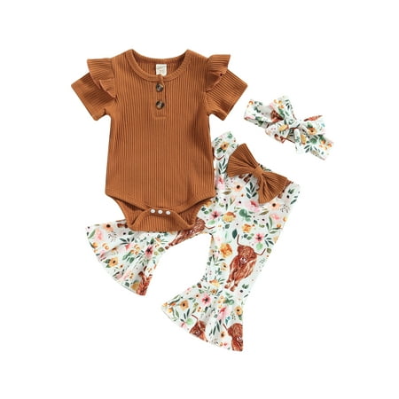One opening Baby Girls Summer Jumpsuits Set Short Sleeves Romper Tops and Casual Floral Flared Pants with Headband
One opening Baby Girls Summer Jumpsuits Set Short Sleeves Romper Tops and Casual Floral Flared Pants with Headband