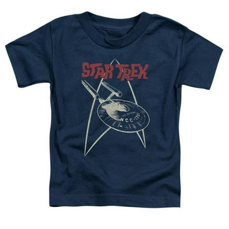 Trevco Star Trek-Ship Symbol - Short Sleeve Toddler Tee - Navy- Small 2T