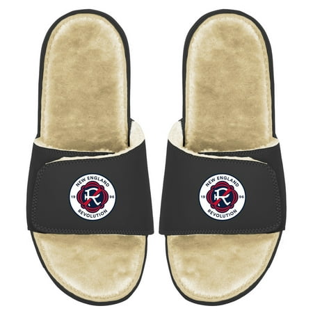 Youth ISlide Tan/Black New England Revolution Fur Slides