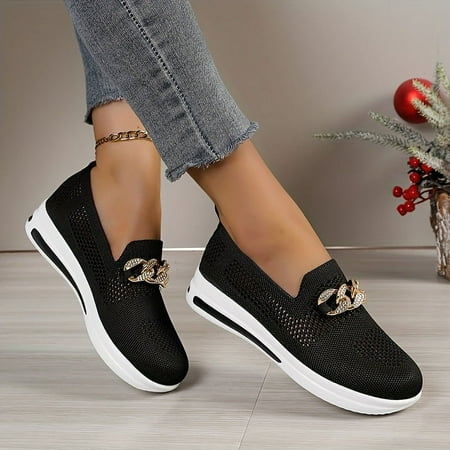 DONGGTGDZ Breathable Women‘s Mesh Loafers with Metallic Chain Decor Comfortable Soft Sole Platform Walking Shoes for Daily Wear
DONGGTGDZ Breathable Women‘s Mesh Loafers with Metallic Chain Decor Comfortable Soft Sole Platform Walking Shoes for Daily Wear