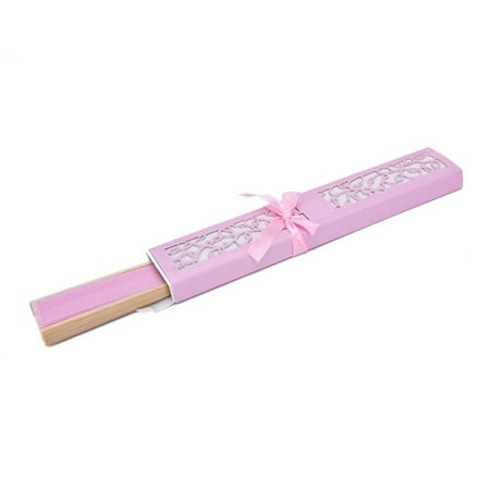 HCfood Bridal Hand Held Folding Fan Wedding Party Favors Guests Gift with Storage Box