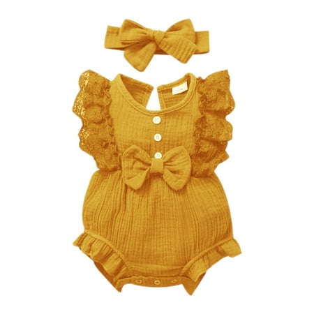 Newborn Baby Girl Romper Summer Outfits Clothes Ruffle Sleeve Jumpsuit Bodysuit + Headband Clothes Set 2PCS
Newborn Baby Girl Romper Summer Outfits Clothes Ruffle Sleeve Jumpsuit Bodysuit + Headband Clothes Set 2PCS