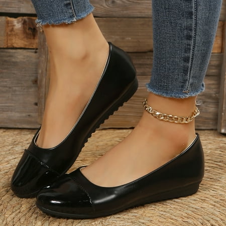 Women‘s Colorblock Flat Shoes Round Toe Soft Sole Slip On Anti-skid Patent Leather Shoes Casual Walking Driving Shoes
Women‘s Colorblock Flat Shoes Round Toe Soft Sole Slip On Anti-skid Patent Leather Shoes Casual Walking Driving Shoes