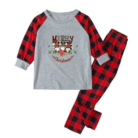 XIAOFFENN Parent-child Warm Christmas Set Printed Home Wear Pajamas Two-piece Mom Set
