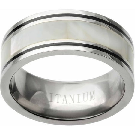 Daxx Men's Titanium Abalone Inlay Band,