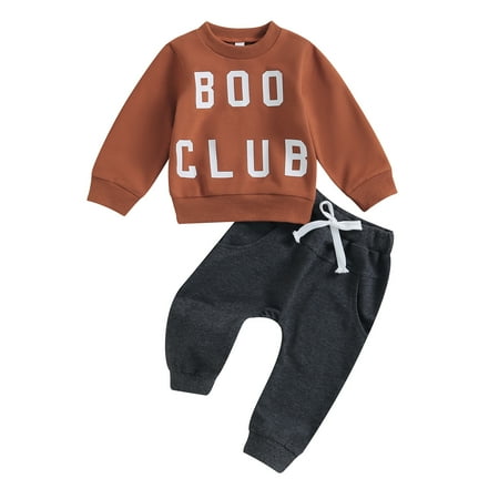 Baby Boys Pants Set Long Sleeve Crew Neck Letters Print Sweatshirt with Elastic Waist Sweatpants Halloween Clothes 0-3 Years
Baby Boys Pants Set Long Sleeve Crew Neck Letters Print Sweatshirt with Elastic Waist Sweatpants Halloween Clothes 0-3 Years