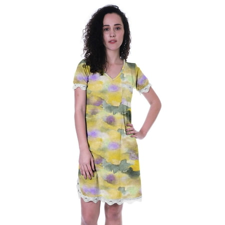 Moomaya Printed Nightwear Dress For WomenS Short Sleeve V-Neck Sleepwear Nightgown Dress
Moomaya Printed Nightwear Dress For WomenS Short Sleeve V-Neck Sleepwear Nightgown Dress