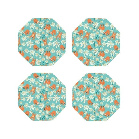 Pofeuu Cute Sloth on Floral Tree Print Coasters for Drinks 4Pack PU Leather Coasters Bar Drink Coasters for Tabletop Protection Furniture from Damage-Octagon
Pofeuu Cute Sloth on Floral Tree Print Coasters for Drinks 4Pack PU Leather Coasters Bar Drink Coasters for Tabletop Protection Furniture from Damage-Octagon