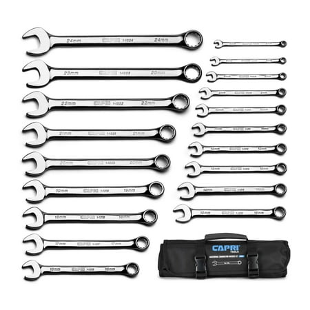 Capri Tools MaxChrome Combination Wrench Set 6 to 24 mm 19-Piece with Heavy-Duty Canvas Pouch
Capri Tools MaxChrome Combination Wrench Set 6 to 24 mm 19-Piece with Heavy-Duty Canvas Pouch