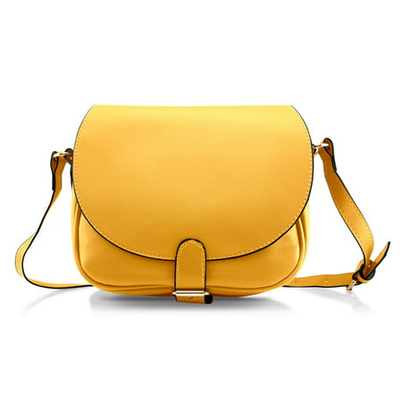 Fashion Women Crossbody Handbag PU Leather Shoulder Bag Tote Purse Ladies Satchel Messenger Hobo Bags - Yellow