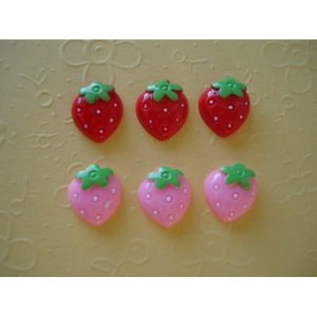 240pc Strawberry Resin Flatback Buttons (B3-Wholesale)