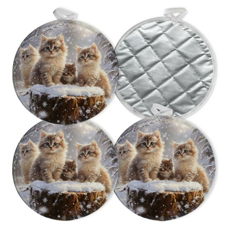 4 PCS Pot Holders for Kitchen Potholders Sets with Hook for Oven Cooking Baking Cats Sitting On Stump In The Snow
4 PCS Pot Holders for Kitchen Potholders Sets with Hook for Oven Cooking Baking Cats Sitting On Stump In The Snow