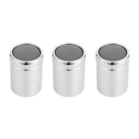 

Tinksky 3PCS Stainless Steel Seasoning Shaker Chocolate Shaker Pepper Sugar Powder Cocoa Flour Cooking Tools Size S