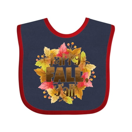 Inktastic Happy Fall Y all Fall Leaves Wreath Gift Baby Boy or Baby Girl Bib