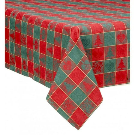 52 x 72 Christmas Tree Pattern Checked Table Cloth