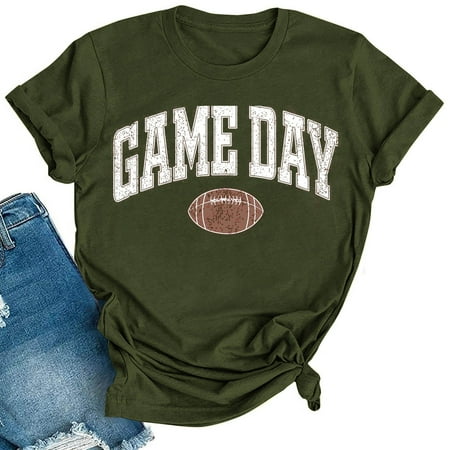 Youyipin Womens T Shirts Football Shirts For Women Game Day Tshirt Sunday Football Graphic Tee Top Funday Shirt Blouse Graphic Tees For Women