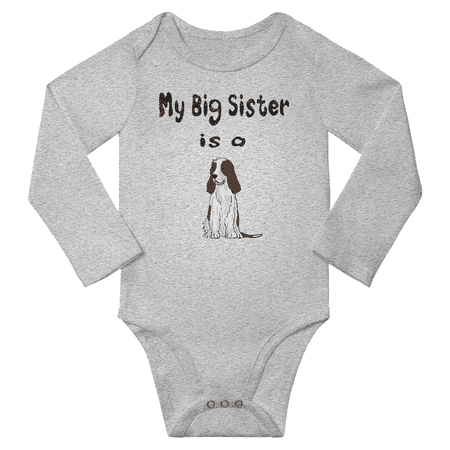 My Big Sister is a English Springer Spaniel Dog Cute Baby Long Sleeve Bodysuit Unisex (Gray 0-6M)
My Big Sister is a English Springer Spaniel Dog Cute Baby Long Sleeve Bodysuit Unisex (Gray 0-6M)