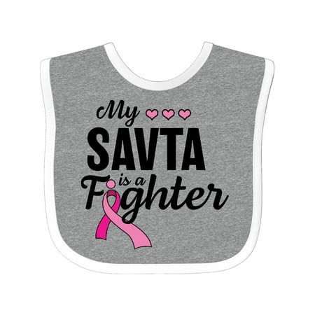 Inktastic Breast Cancer Awareness My Savta is a Fighter Gift Baby Boy or Baby Girl Bib