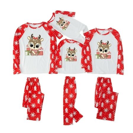 Matching Christmas Pajamas for Family Holiday PJs for Women/Men/Kids Vacation Cute Printed Loungewear Sleepwear C Baby 9M