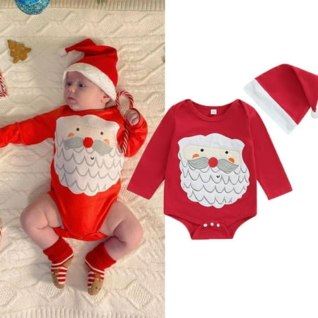 IZhansean 2Pcs Infant Baby Girls Boys Romper Long Sleeve Christmas Santa Claus Print Jumpsuit + Hat Set Red 12-18 Months
IZhansean 2Pcs Infant Baby Girls Boys Romper Long Sleeve Christmas Santa Claus Print Jumpsuit + Hat Set Red 12-18 Months
