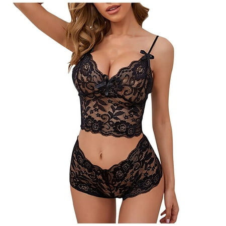 

Plus Size Lingerie With Underwire Interesting Underwear Perspective Lace Sling Adjustable Chest Wrapping Three-Point Suit Nightwear Chemise Nightie