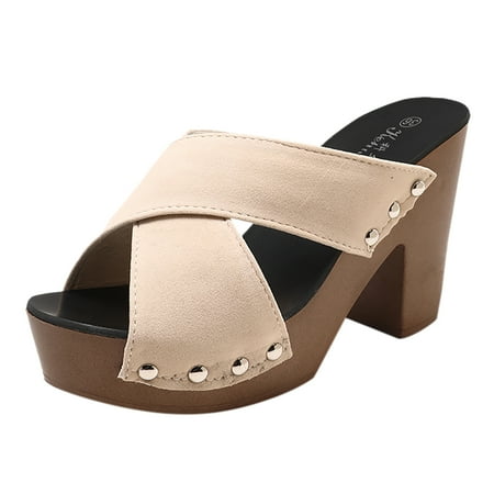 Sandals For Women Dressy Summer Fashion Spring Thick Sole High Heel Heel Solid Color Fish Mouth Open Toe Breathable Shoes Beige 42
Sandals For Women Dressy Summer Fashion Spring Thick Sole High Heel Heel Solid Color Fish Mouth Open Toe Breathable Shoes Beige 42