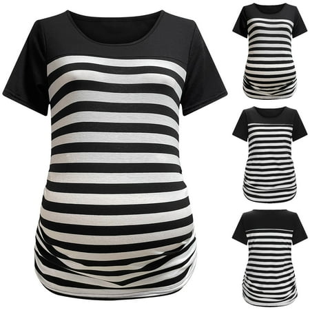 Summer Savings Clearance! Edvintorg Pregnant Women Clothing Stripe Patchwork Round Neck Short Sleeve Side Ruched Blouse Tops T-Shirt Maternity Clothes
Summer Savings Clearance! Edvintorg Pregnant Women Clothing Stripe Patchwork Round Neck Short Sleeve Side Ruched Blouse Tops T-Shirt Maternity Clothes