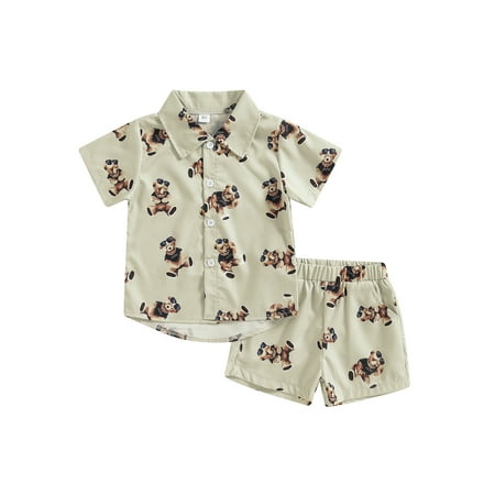 Wassery Baby Boys Summer Outfits Bear Print Short Sleeve Shirt Lapel Neck Tops and Elastic Shorts 2Pcs Toddler Casual Clothes Set 6M-4T
Wassery Baby Boys Summer Outfits Bear Print Short Sleeve Shirt Lapel Neck Tops and Elastic Shorts 2Pcs Toddler Casual Clothes Set 6M-4T