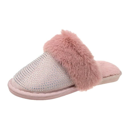 SEMIMAY Fashion Women Rhinestones Slip On Furry Plush Flat Home Winter Round Toe Keep Warm Solid Color Slippers Shoes
SEMIMAY Fashion Women Rhinestones Slip On Furry Plush Flat Home Winter Round Toe Keep Warm Solid Color Slippers Shoes