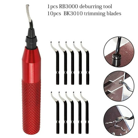RB3000 Deburring Tool with 10PCS Bk3010 HSS Blades Storage Handle Design Red